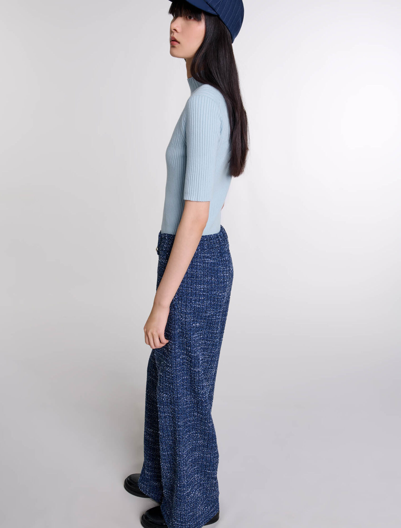 Pantaloni larghi in tweed
