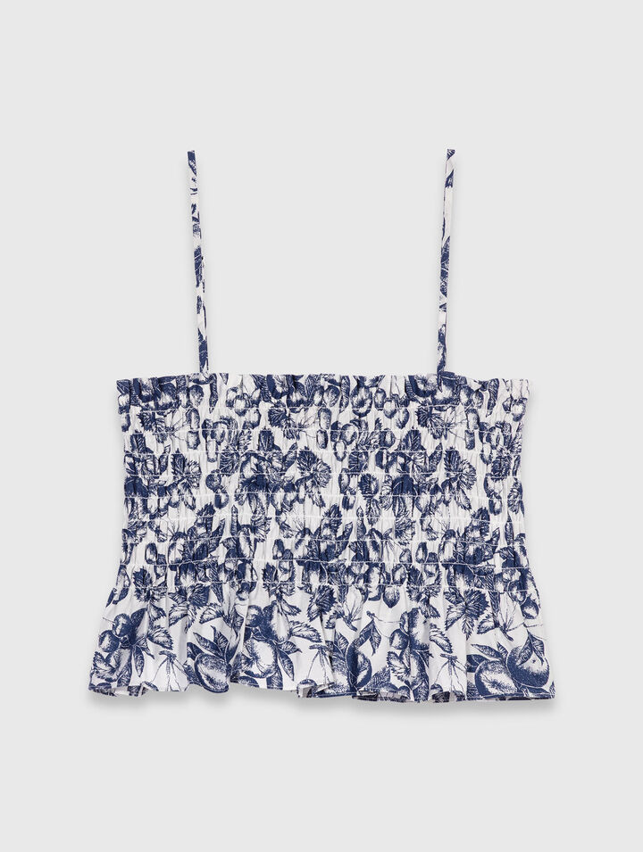Top a punto smock stampato