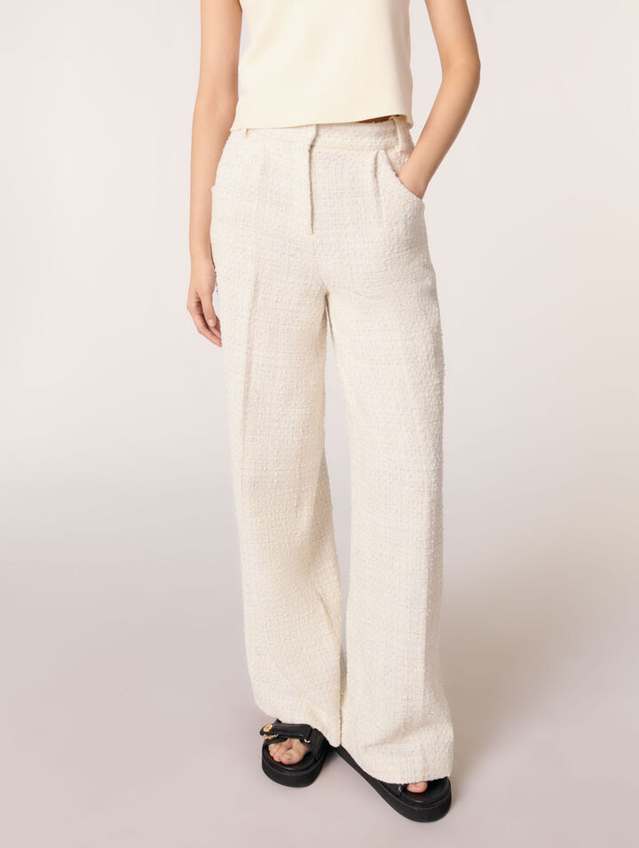 Pantaloni larghi in tweed