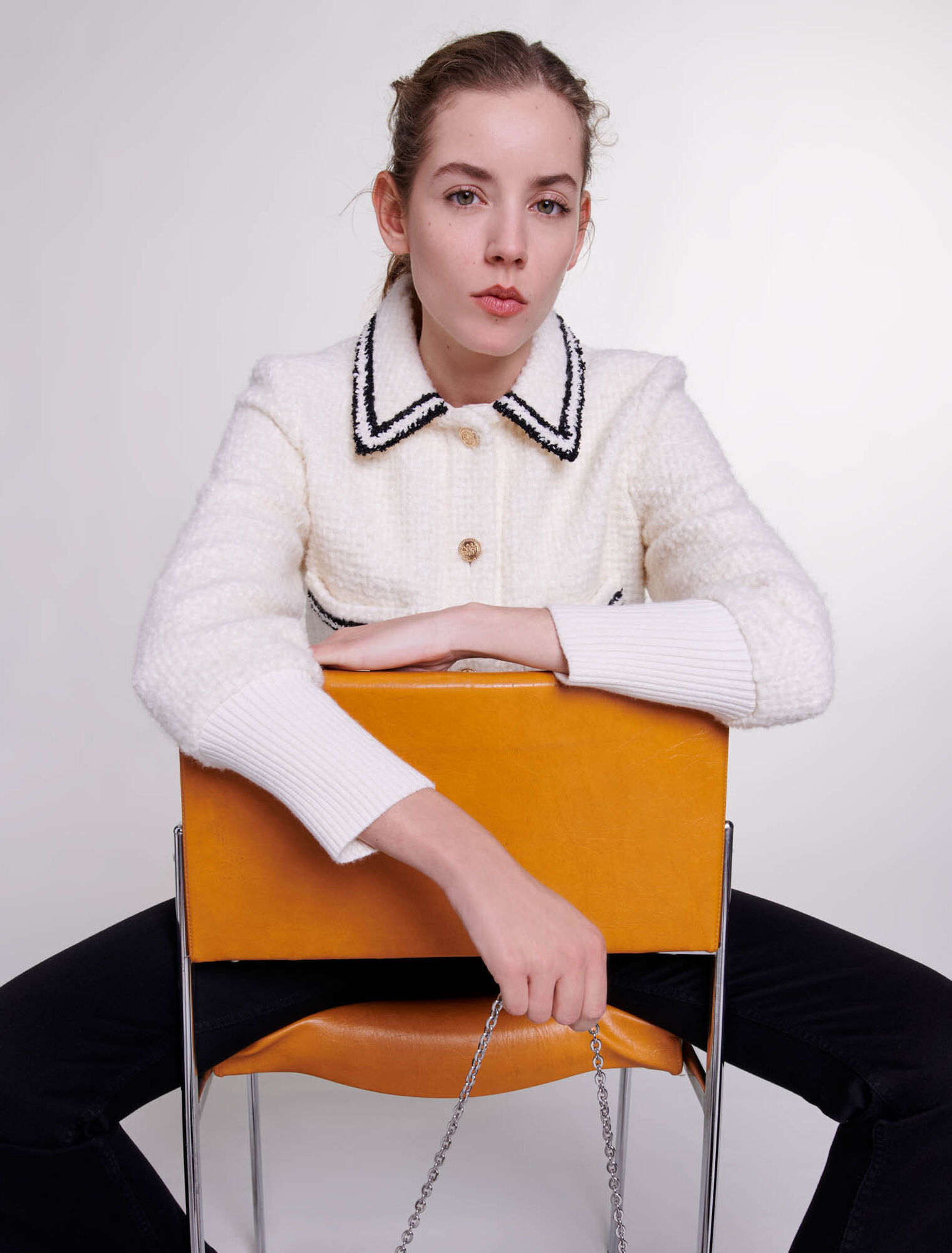 Giubbotto stile tweed contrastante