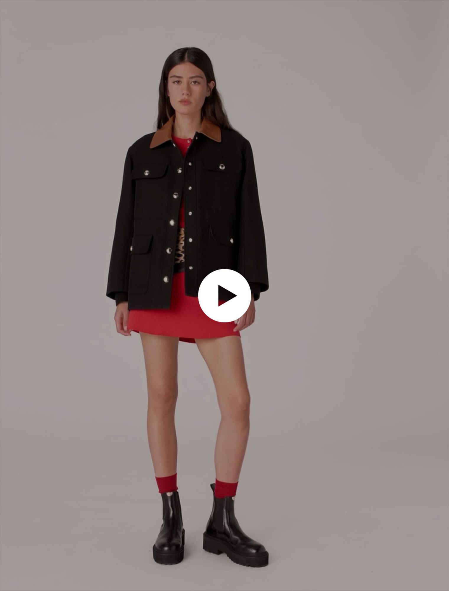 Parka collo in pelle