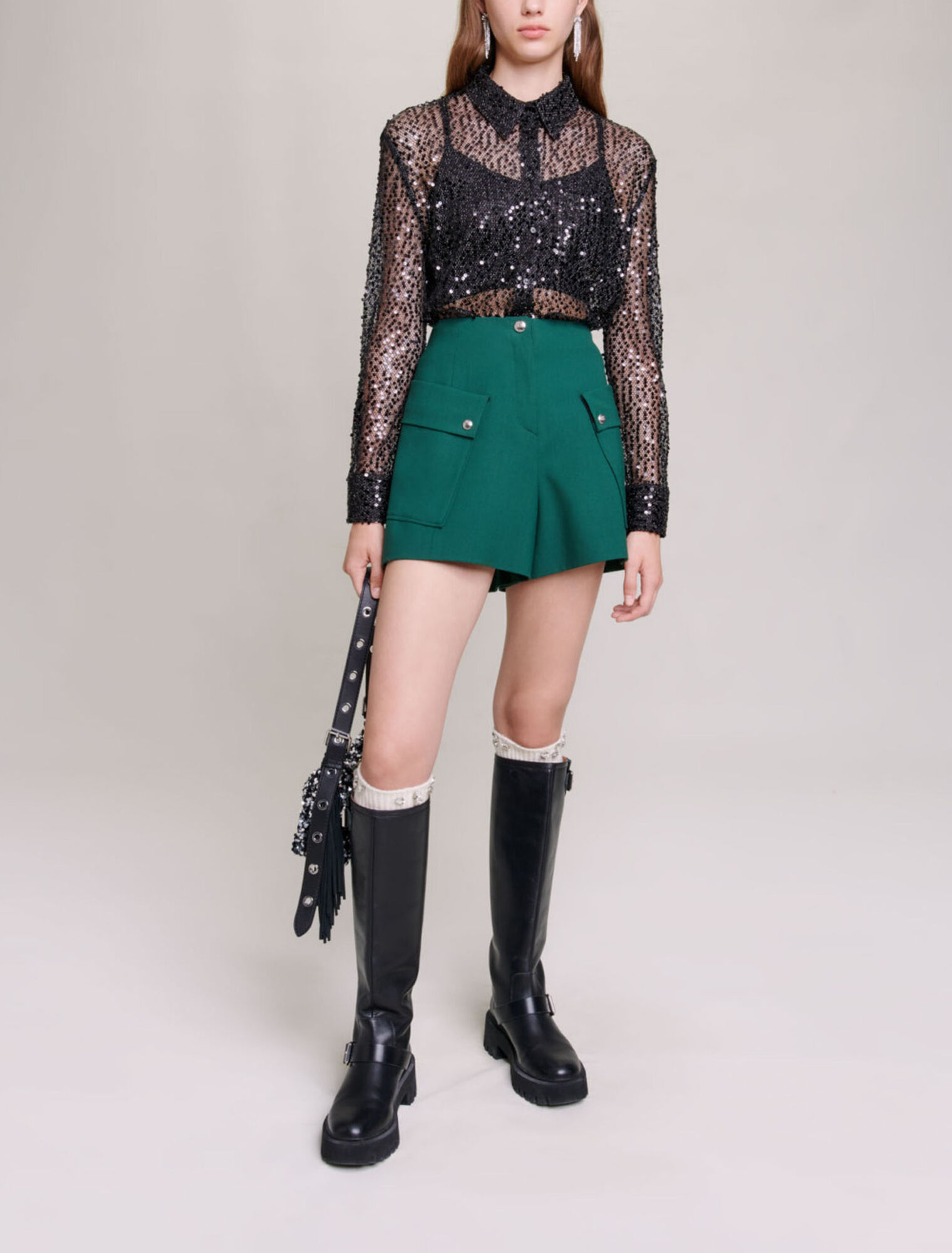 Camicia corta con paillettes