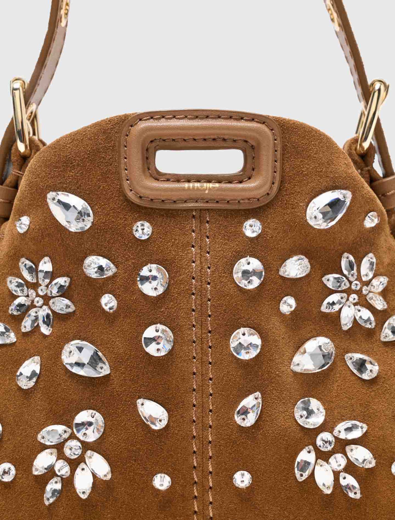 Borsa Miss M in micro suede con strass