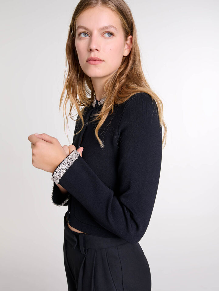 Cardigan con bordi glitterati