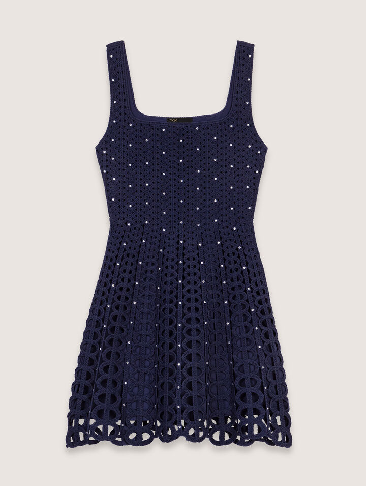Abito corto in crochet glitterato