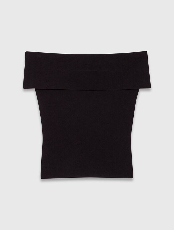 Top scollo bardot in maglia a coste