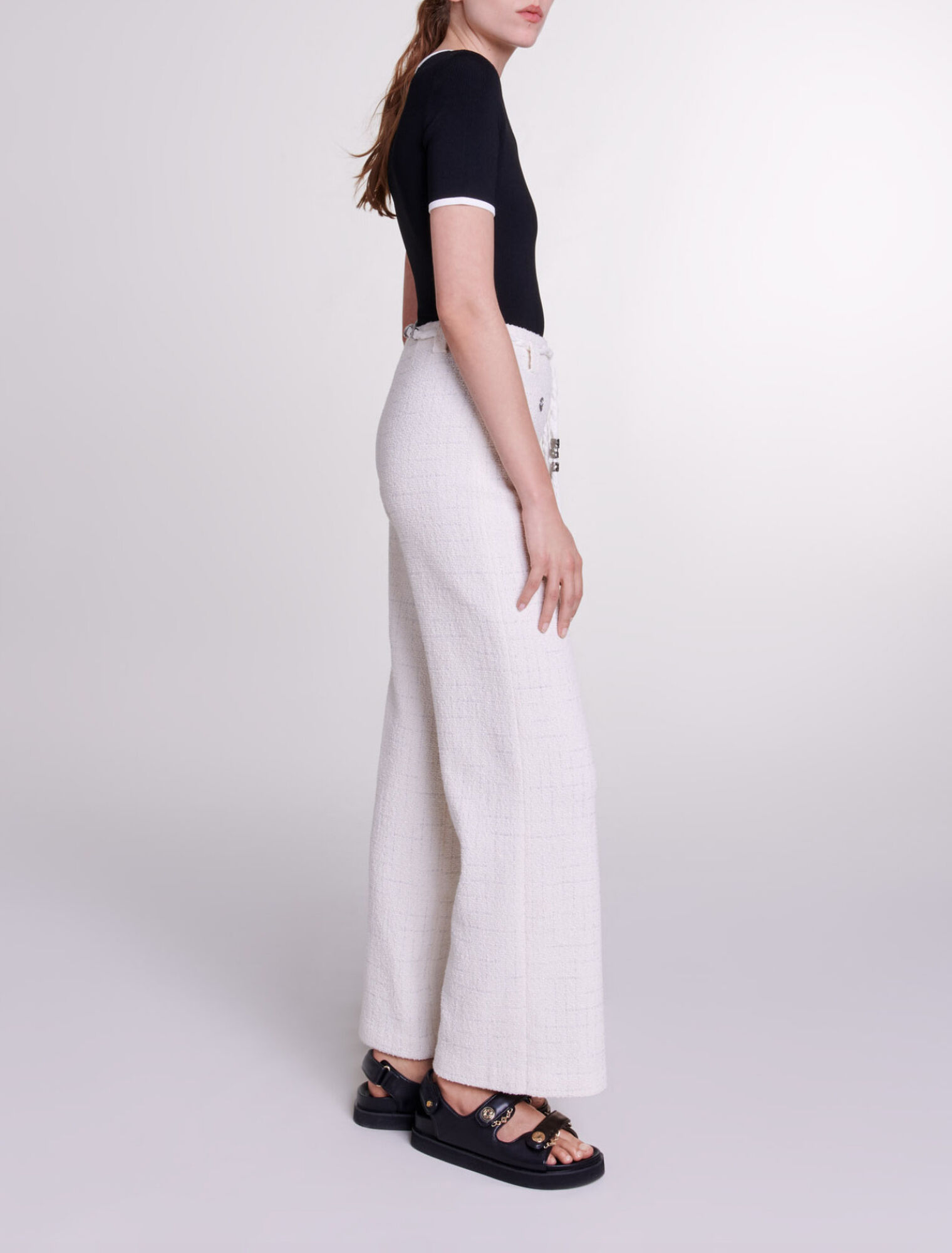 Pantaloni tweed fili metallizzati