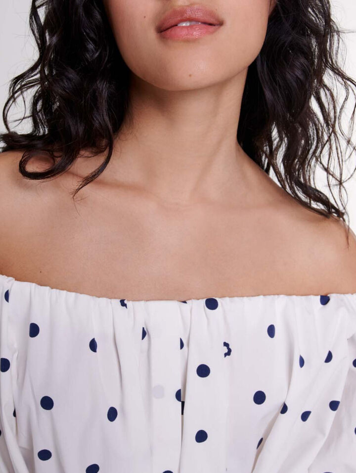 Abito chemisier con scollo bardot 