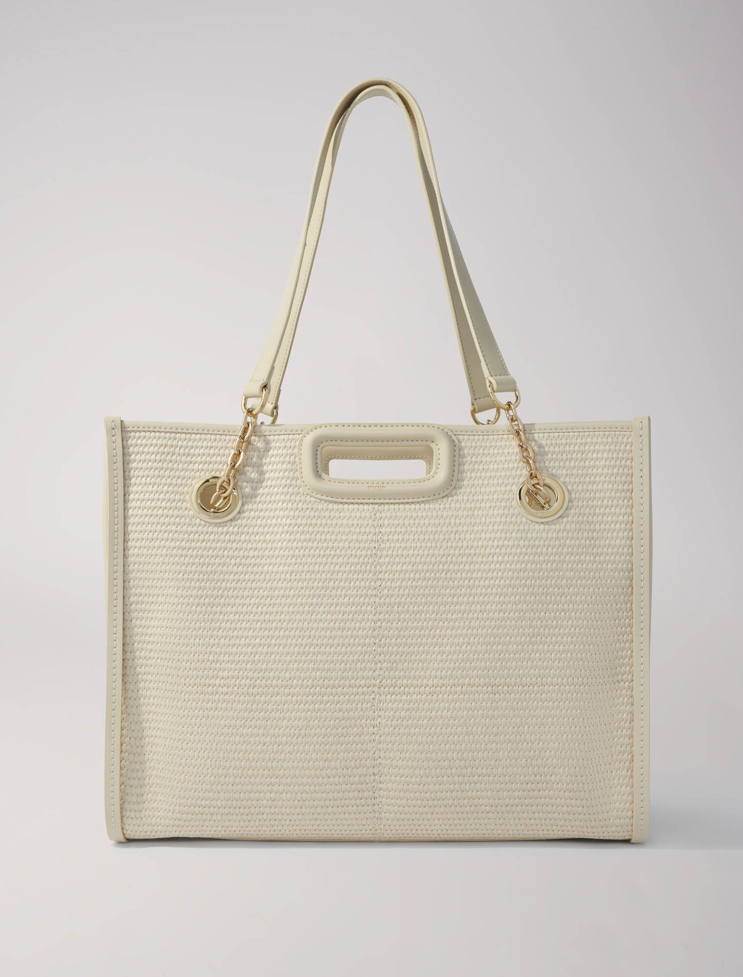 Tote bag in tessuto effetto rafia
