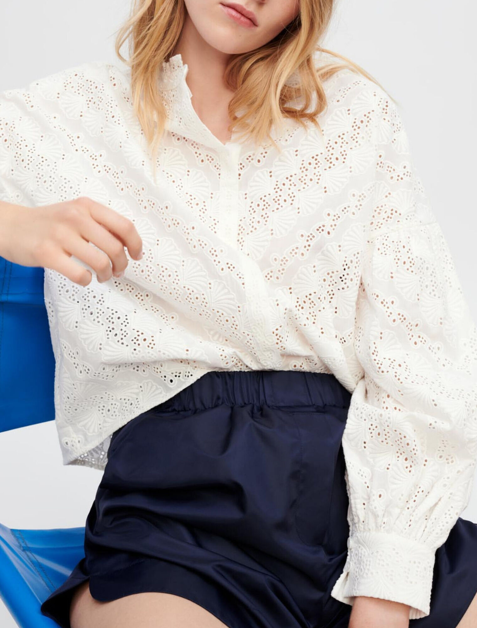 Camicia in cotone ricamato