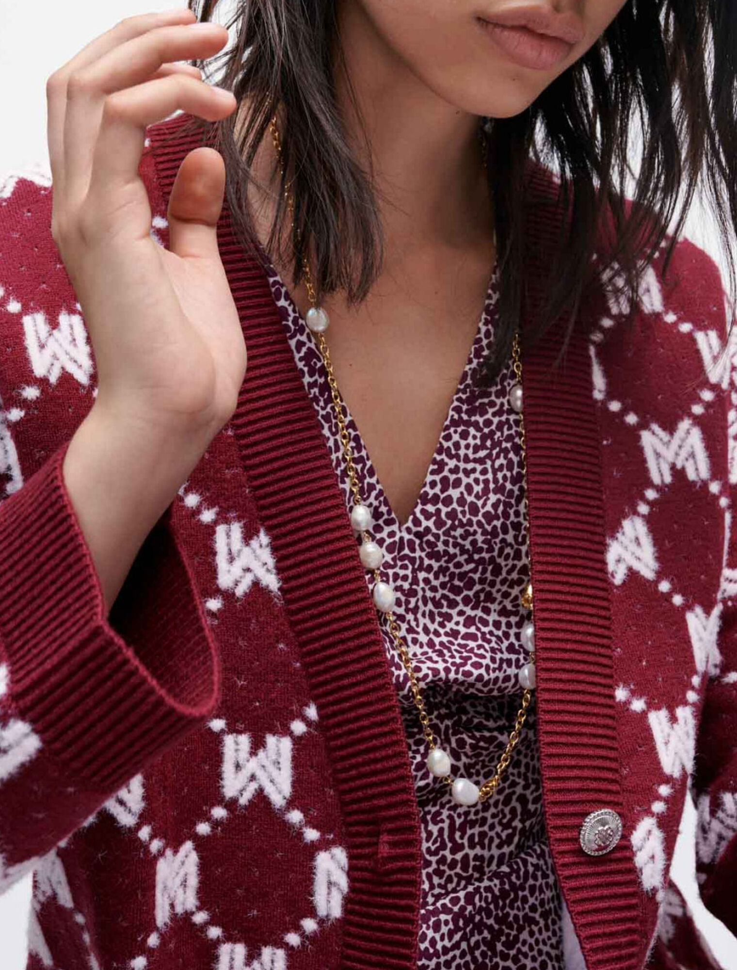 Cardigan in maglia jacquard Maje