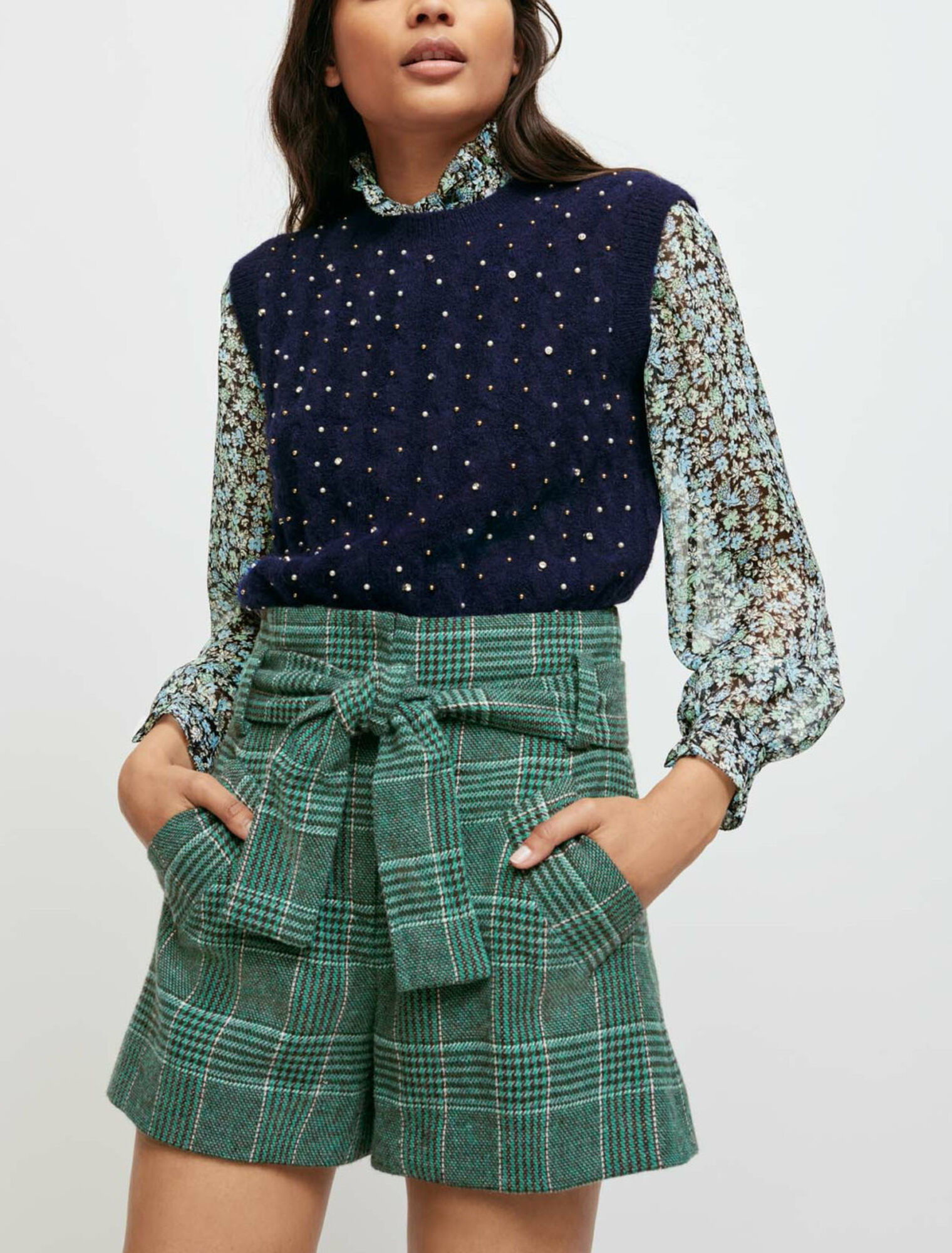 Pantaloncini a quadri con cintura