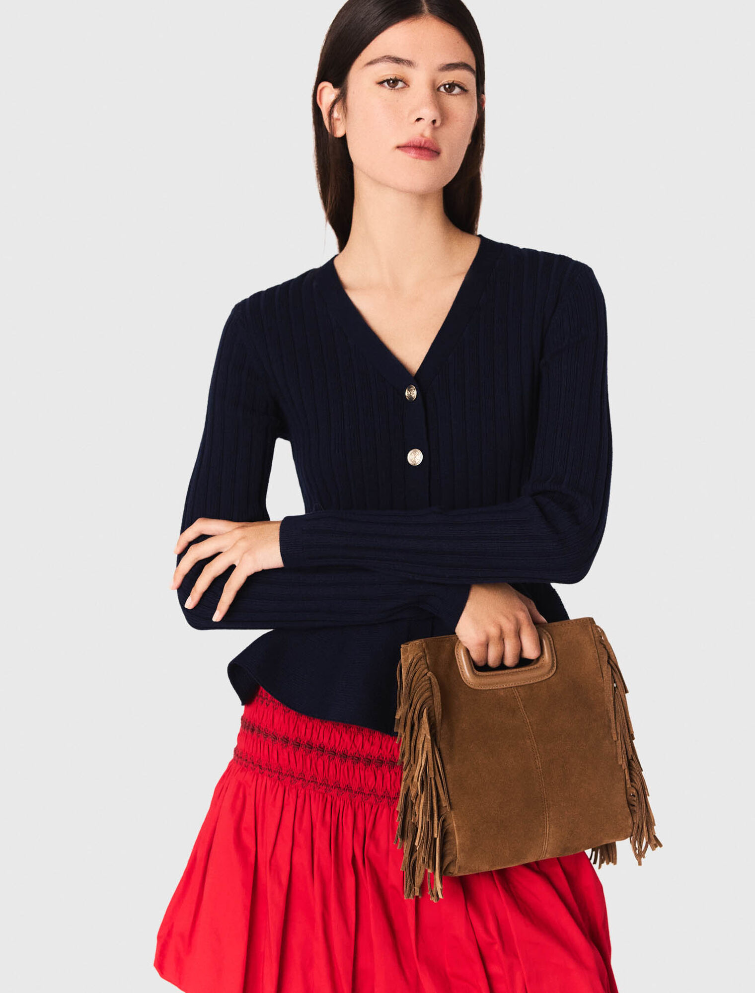Cardigan con vita peplo