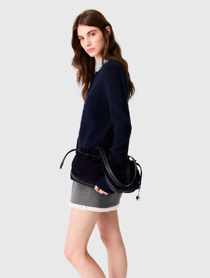 Cardigan con colletto in popeline