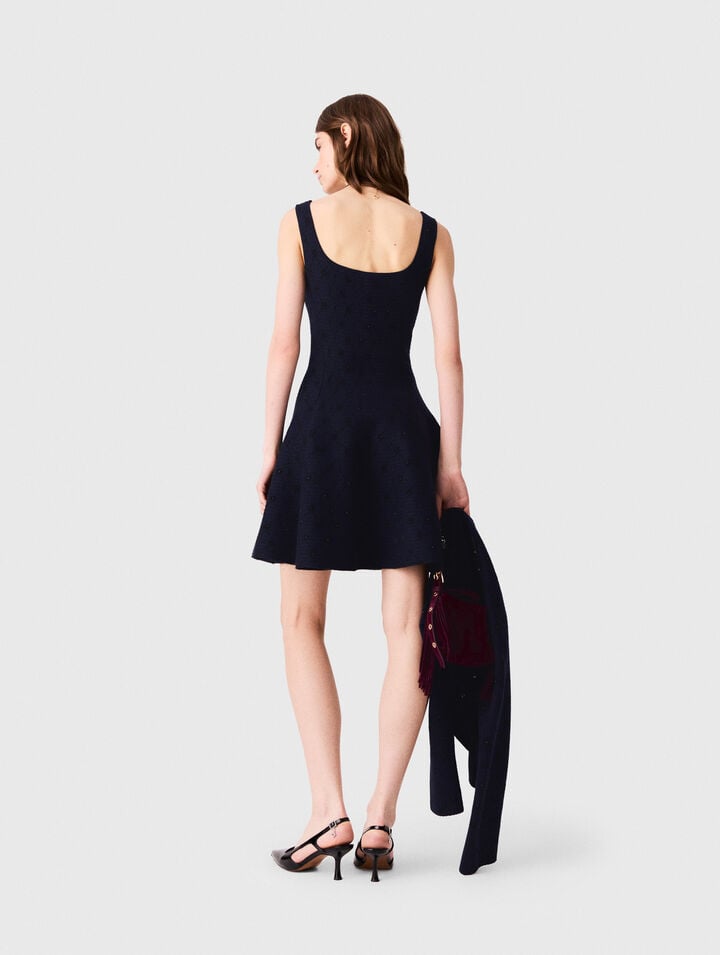 Abito corto svasato in jacquard