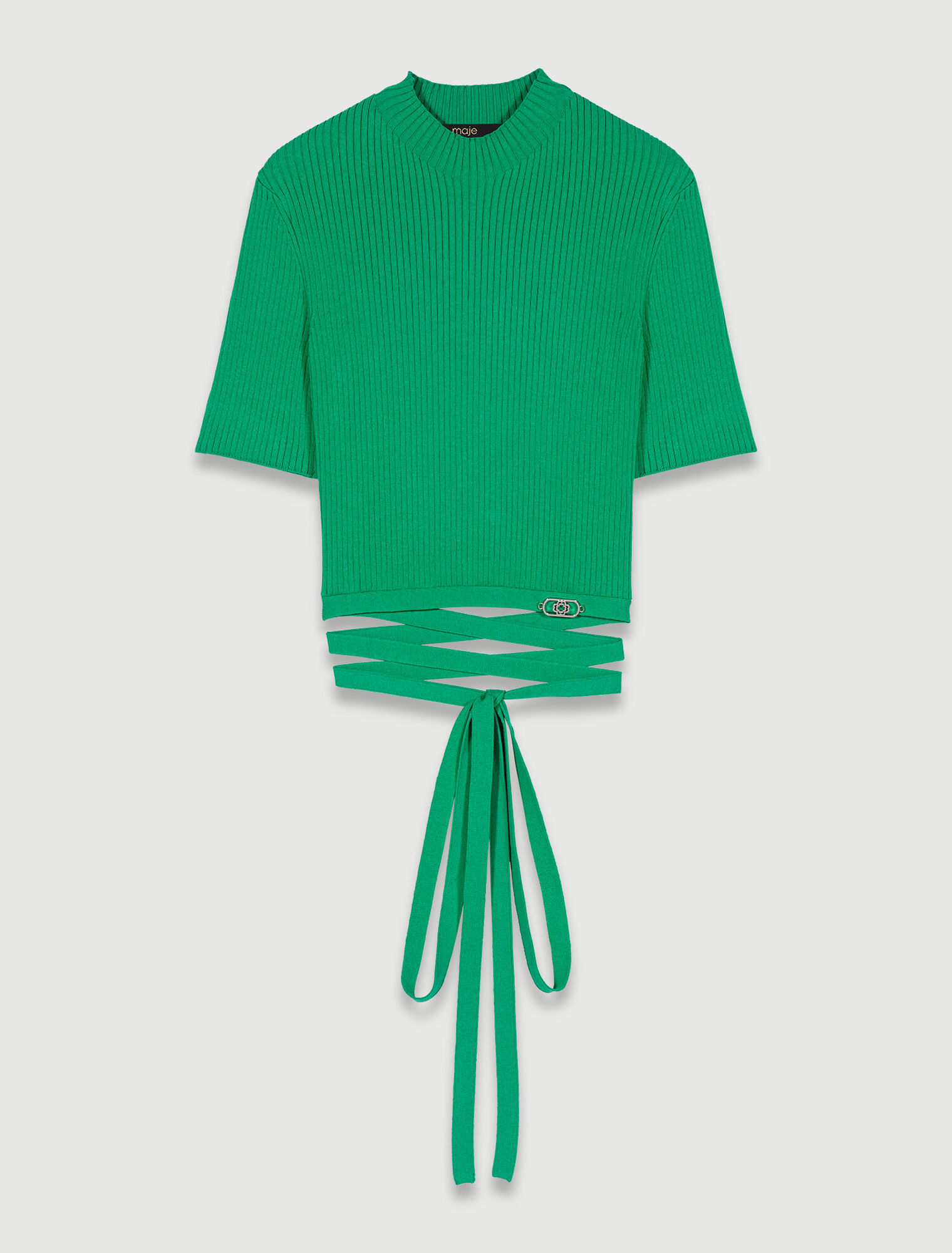 Top corto in maglia con lacci