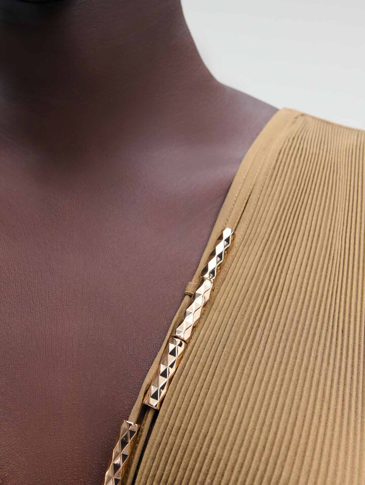 Abito plissettato scollatura bijoux