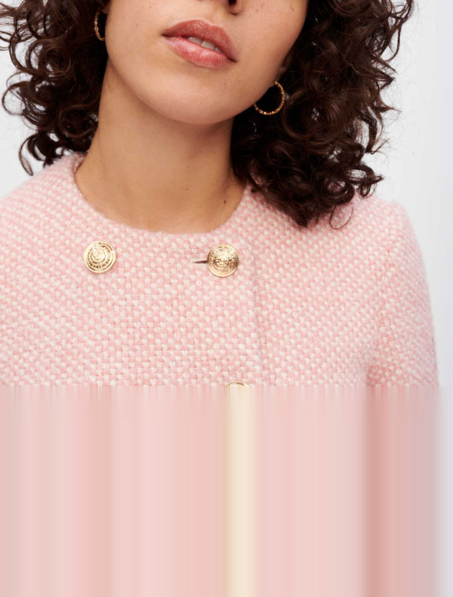 Giacca in tweed screziato rosa ed écru