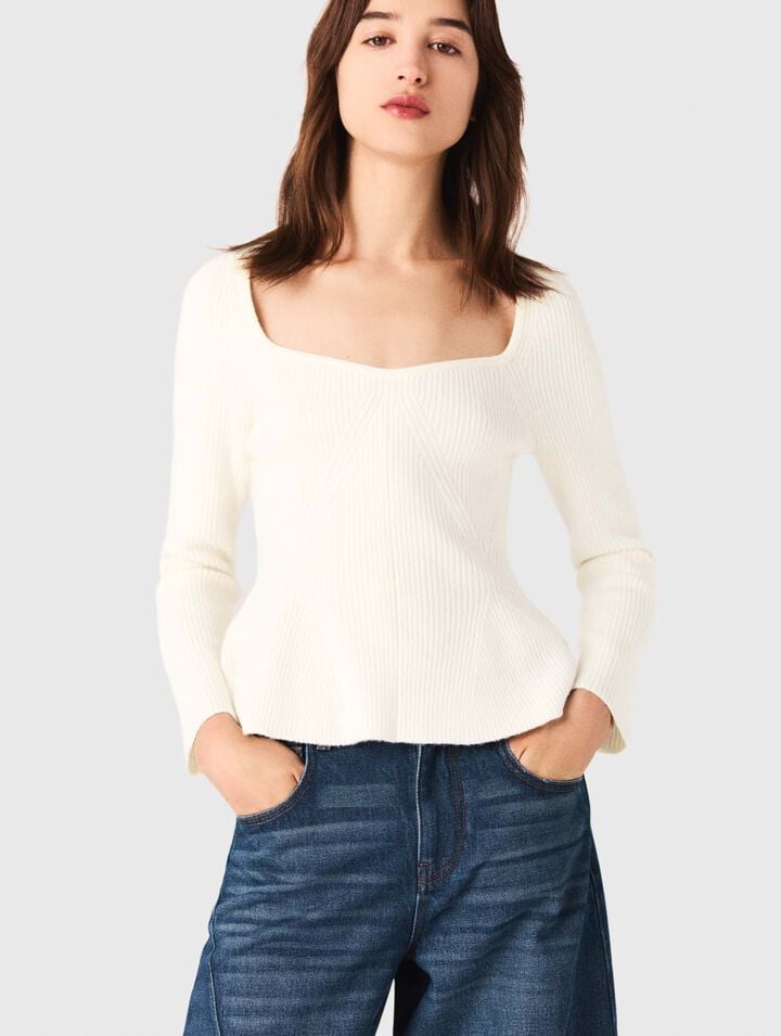 Pullover con vita peplum