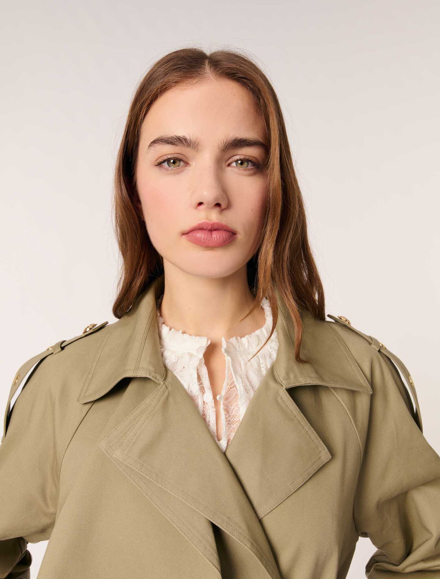 Trench borchie collo rimovibile