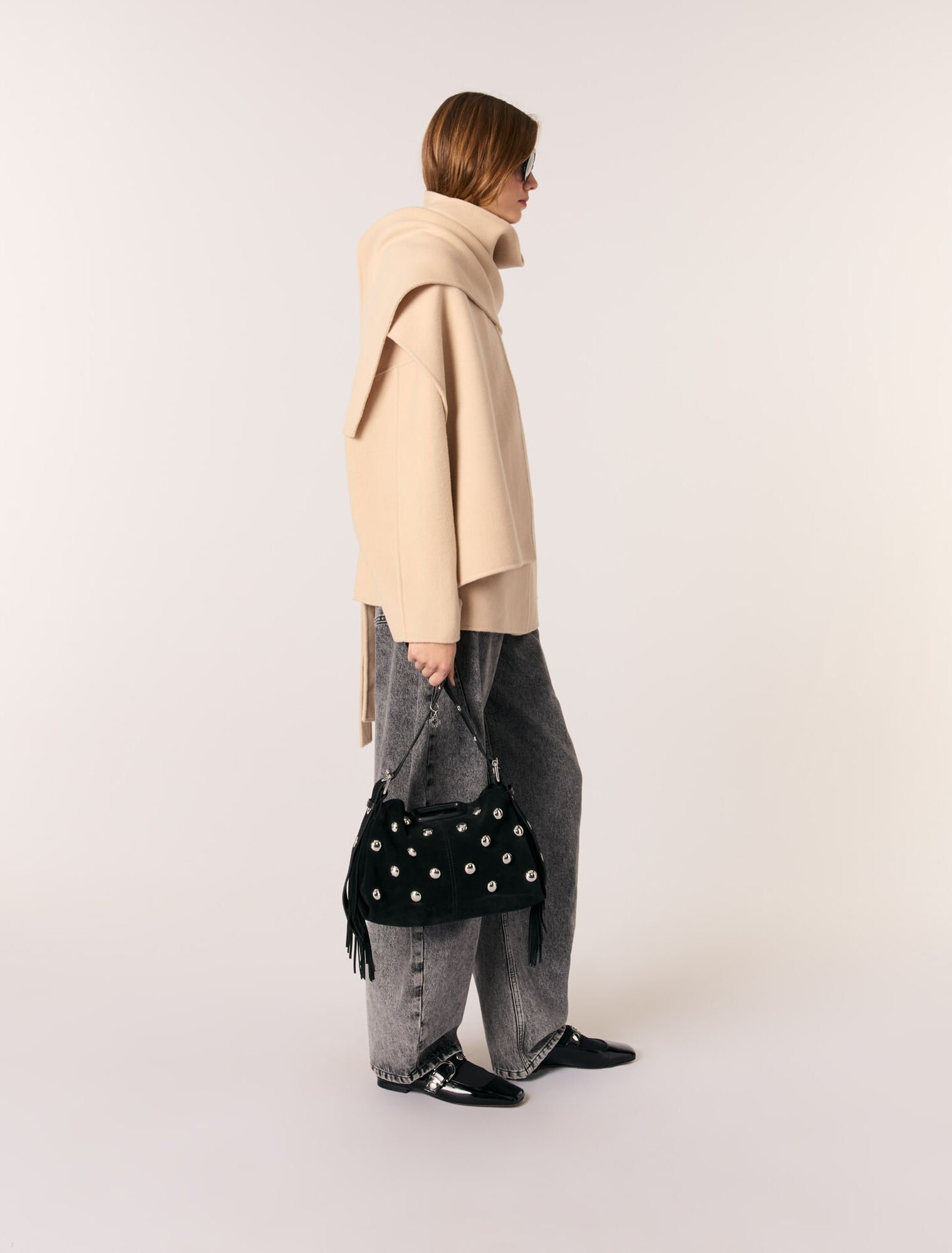 Cappotto double face con sciarpa
