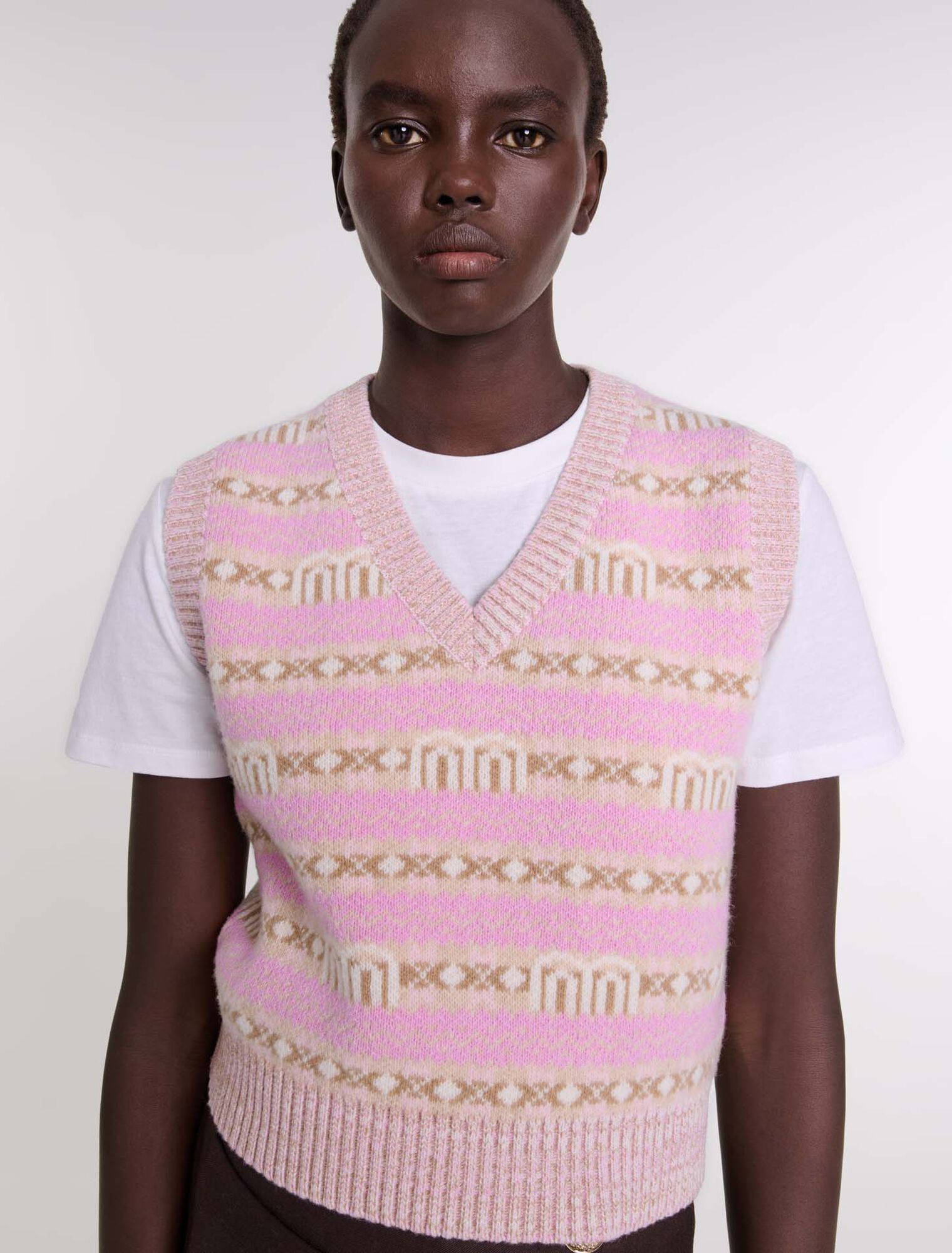Maglia jacquard senza maniche