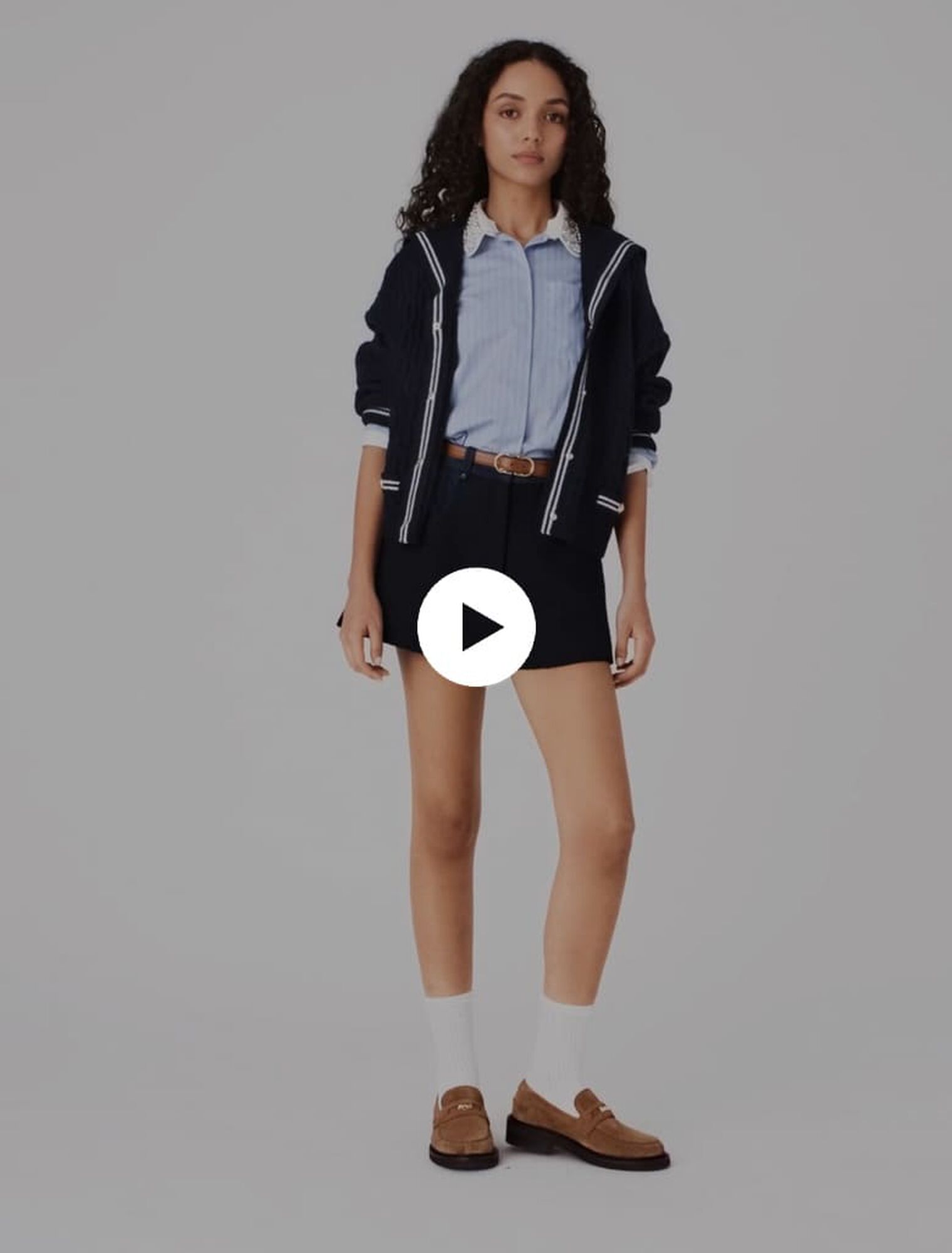 Shorts in tweed e dettagli denim