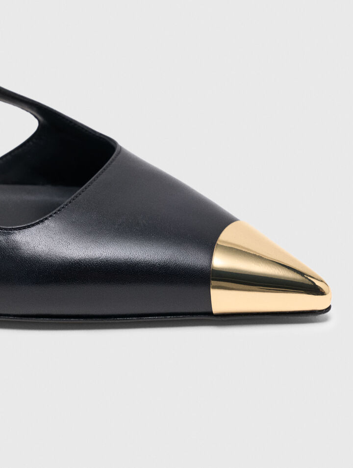 Décolleté slingback in pelle liscia