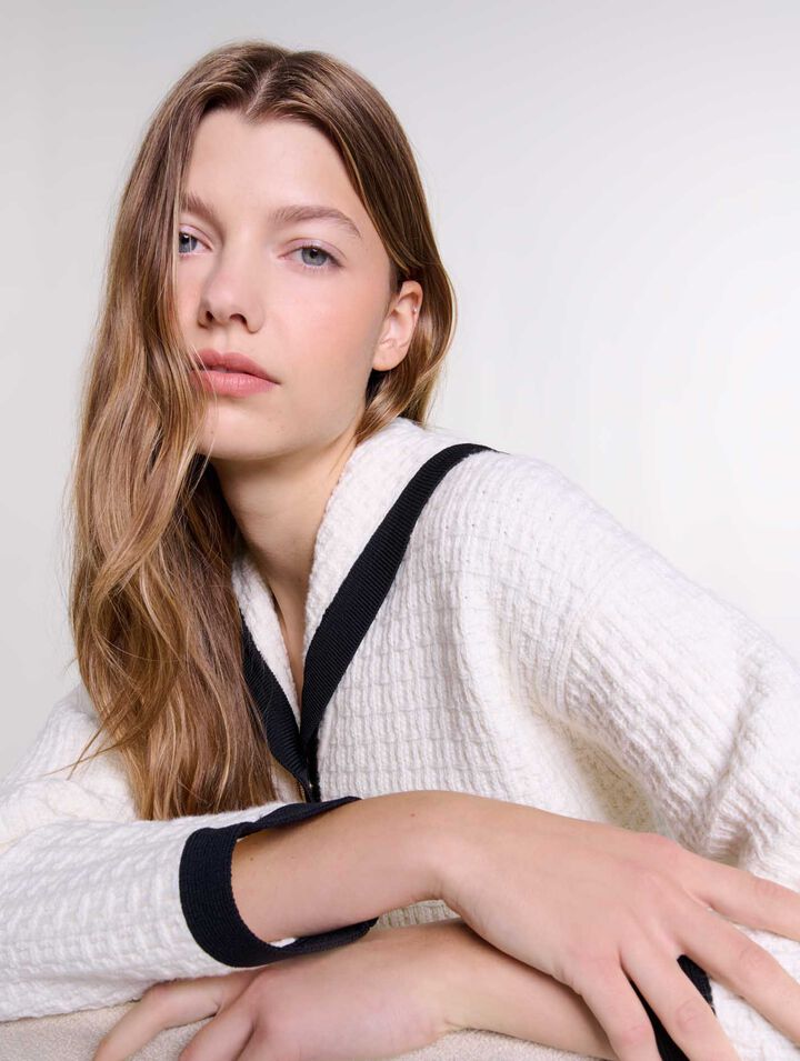 Cardigan con colletto a contrasto