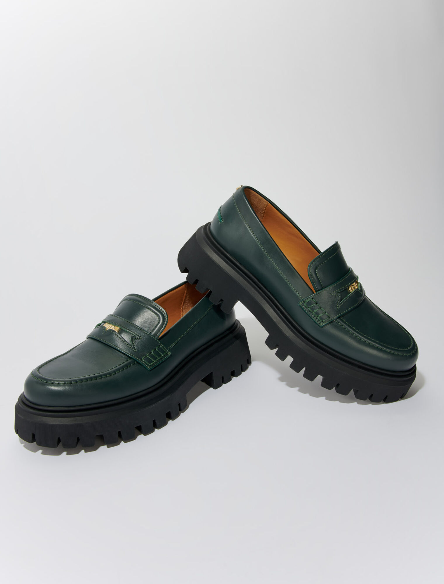 Mocassini con plateau in pelle