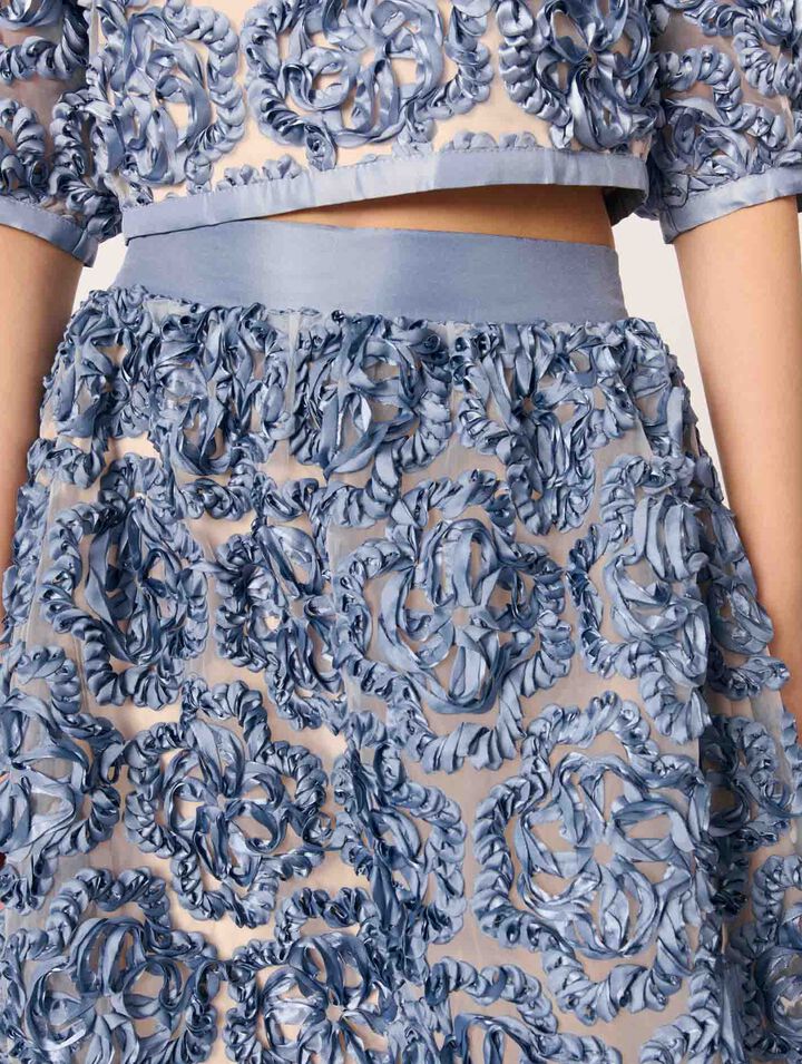 Gonna lunga organza motivo floreale
