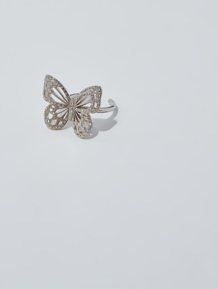 Anello a farfalla con strass