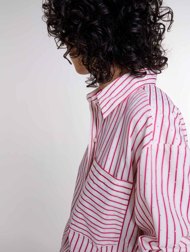 Camicia a righe con strass
