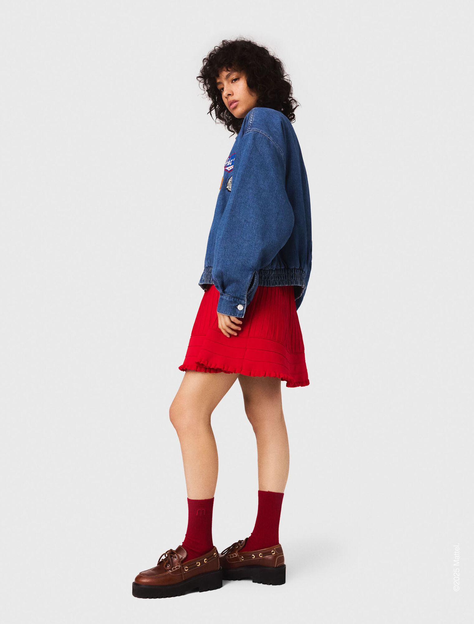 Giacca oversize in denim ricamato