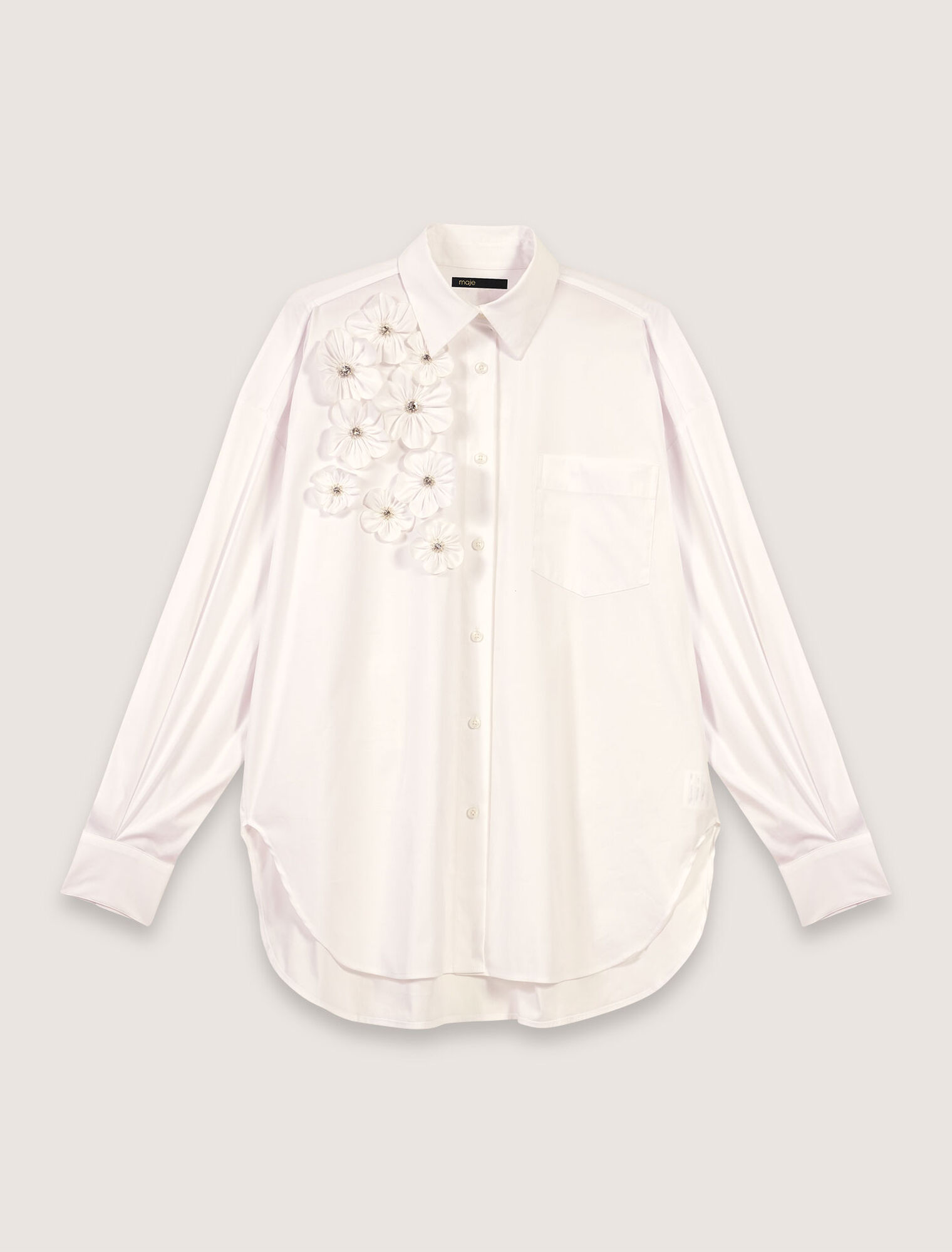 Camicia lunga ricamata a fiori