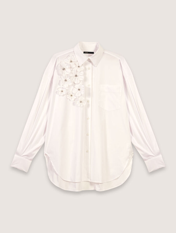 Camicia lunga ricamata a fiori