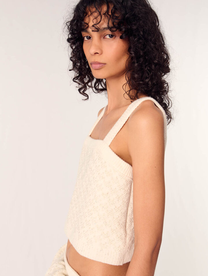 Top corto in maglia effetto tweed