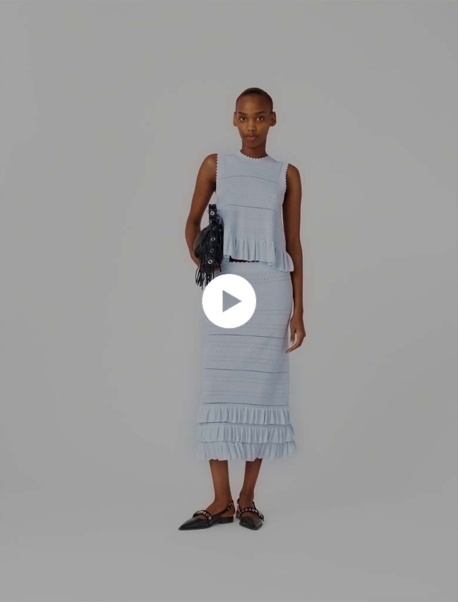 Gonna lunga in maglia con volant