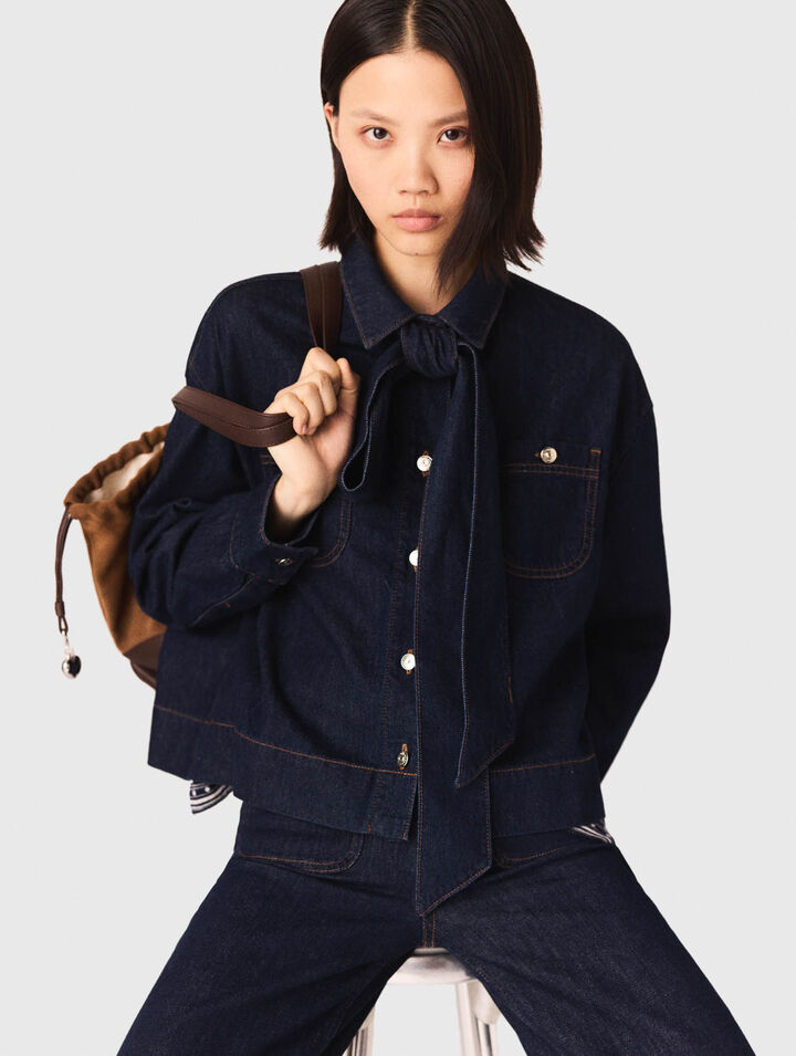 Camicia in denim con lavallière