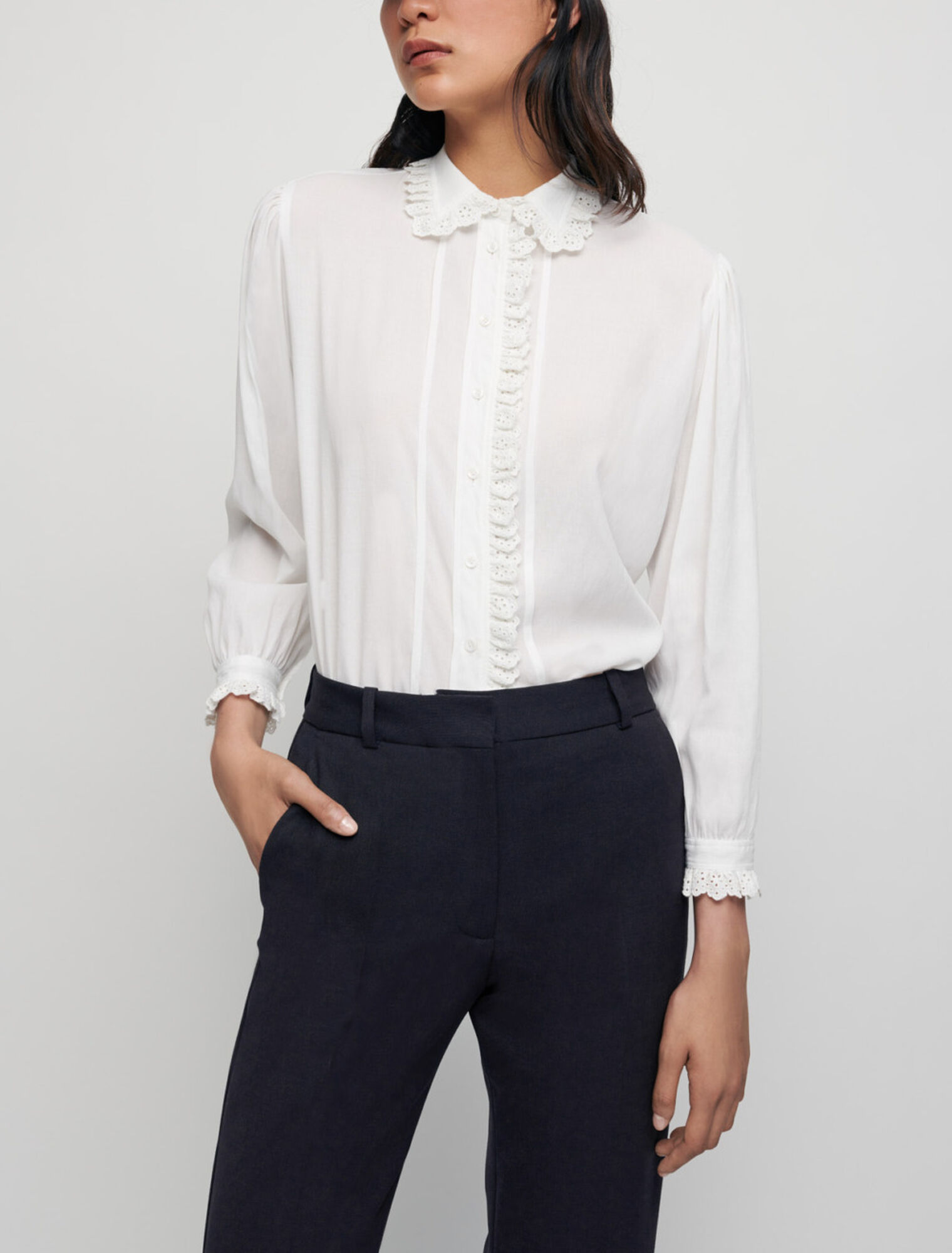Camicia in voile con colletto Claudine