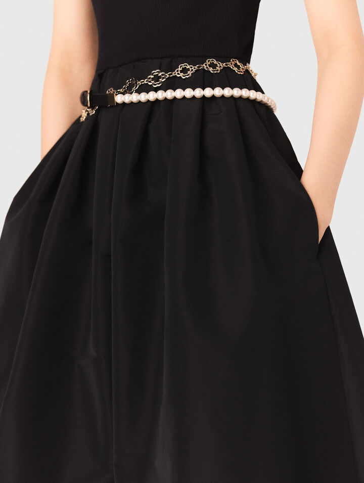 Abito bi-materiale in taffetà