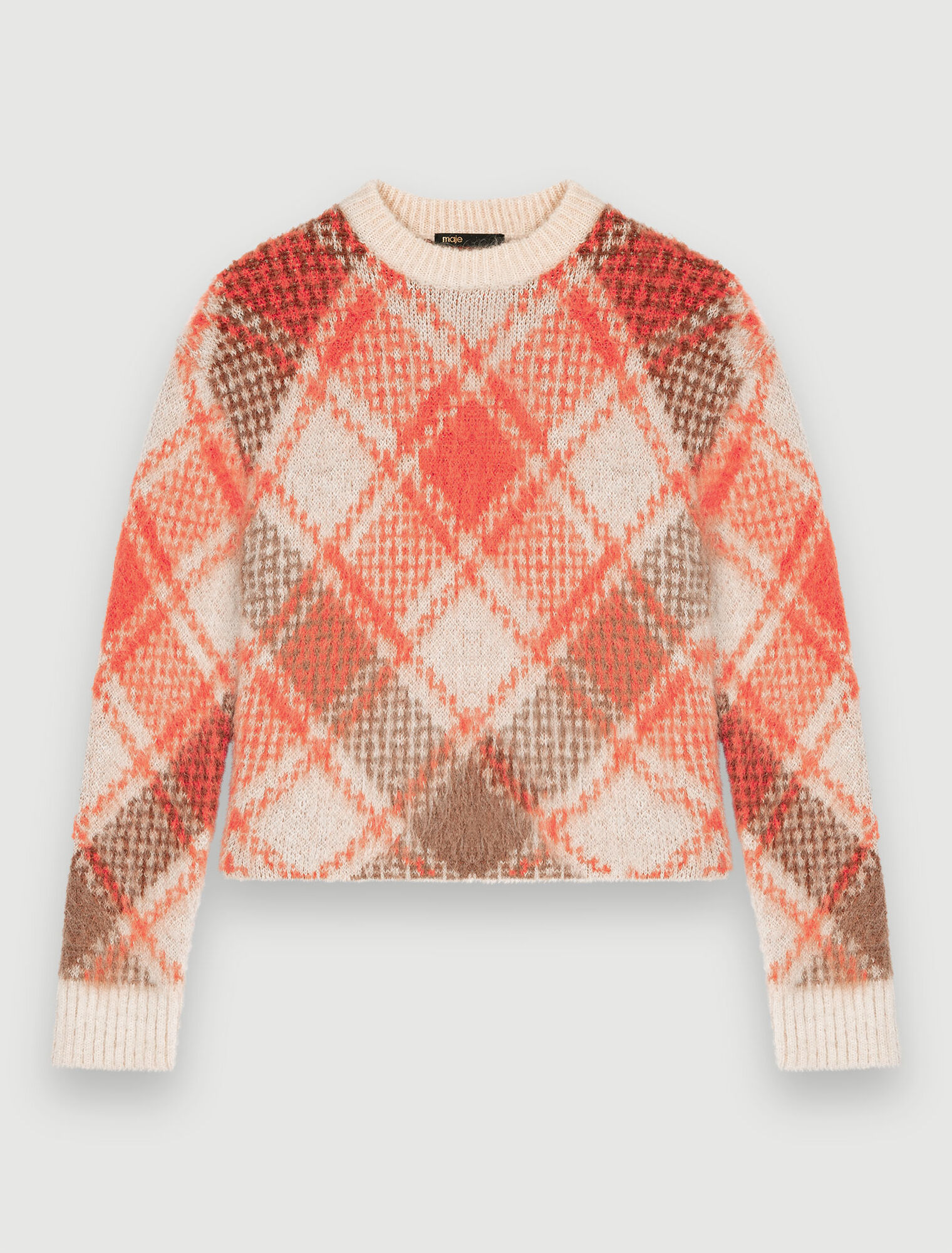 Pullover fluffy in jacquard a rombi