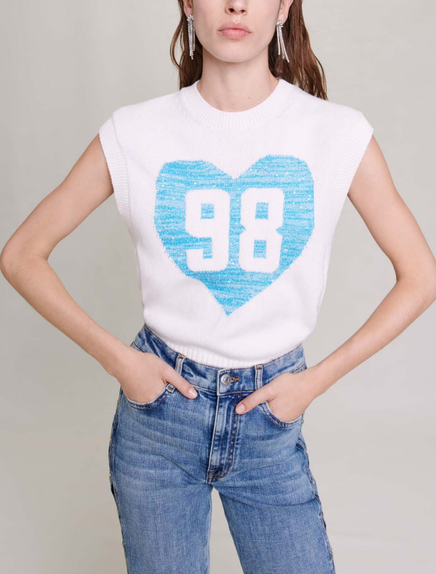Maglia senza maniche con cuori