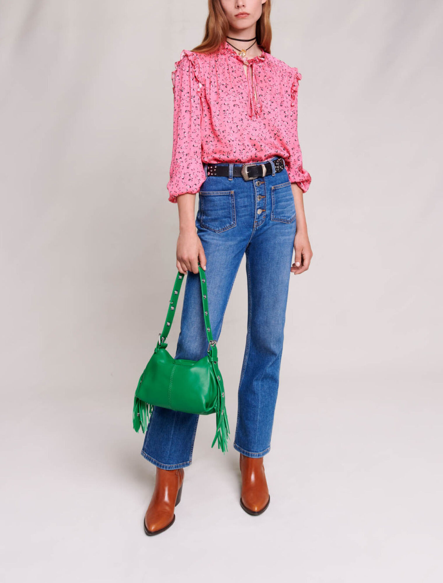Blusa con stampa a fiori
