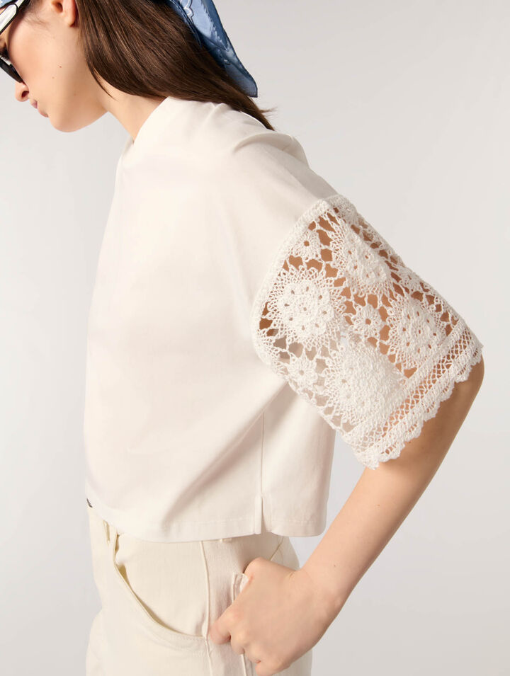 T-shirt con maniche in crochet