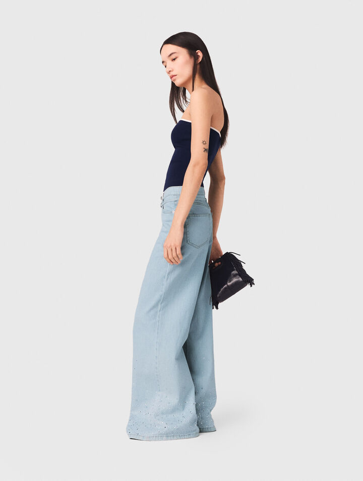 Jeans larghi con strass