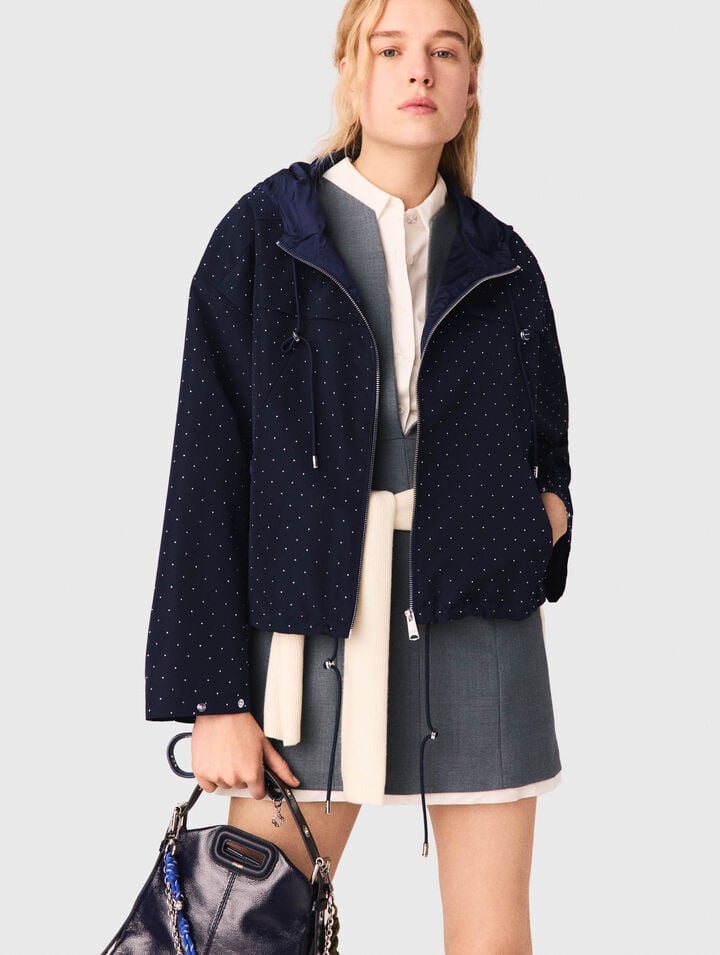 Antivento con glitter e cappuccio