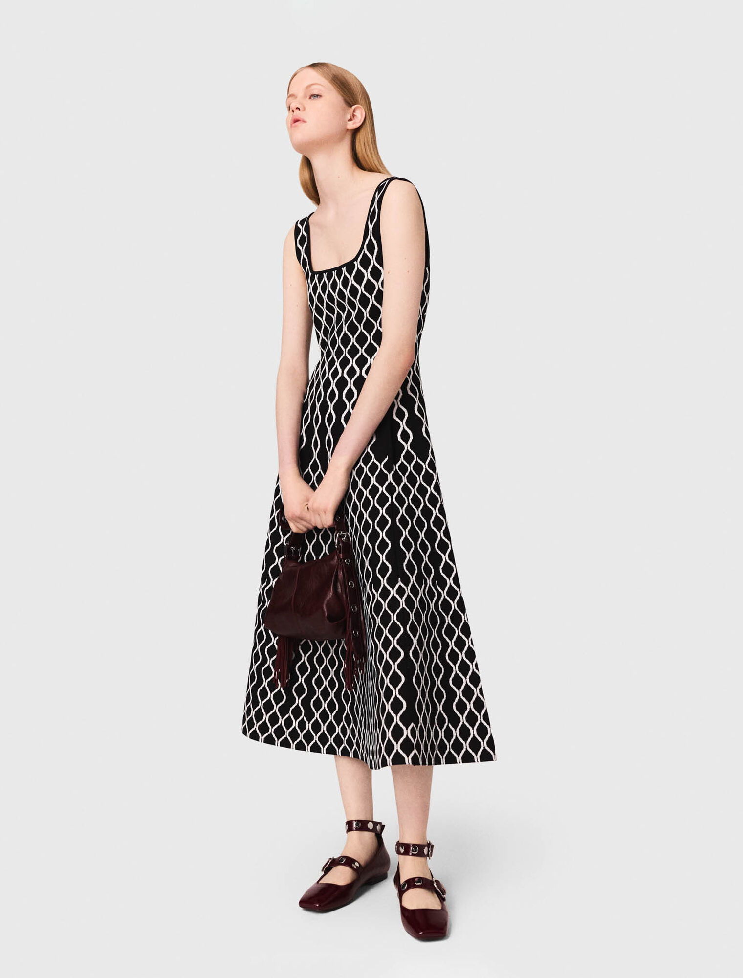 Abito midi in maglia jacquard