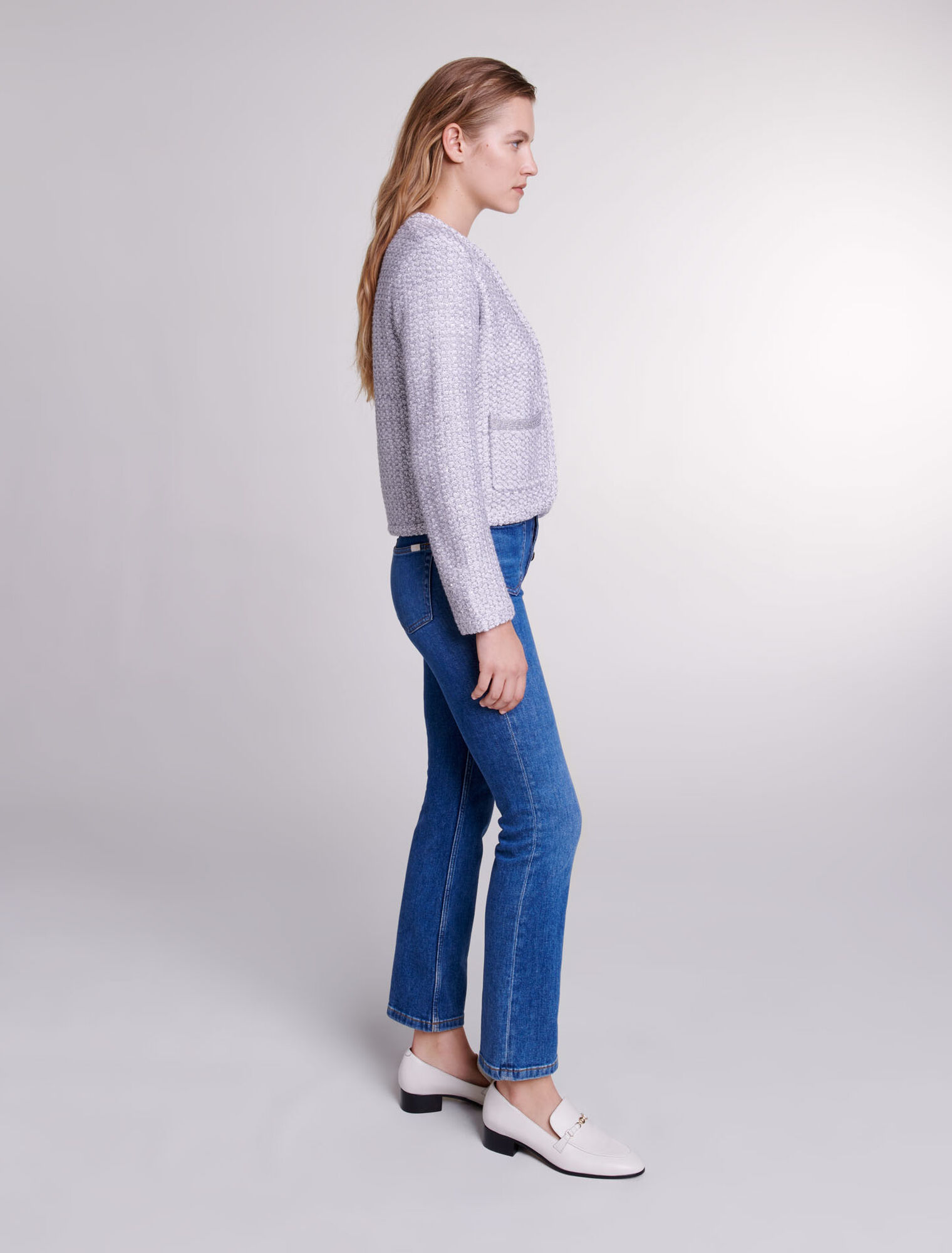 Cardigan in maglia effetto tweed