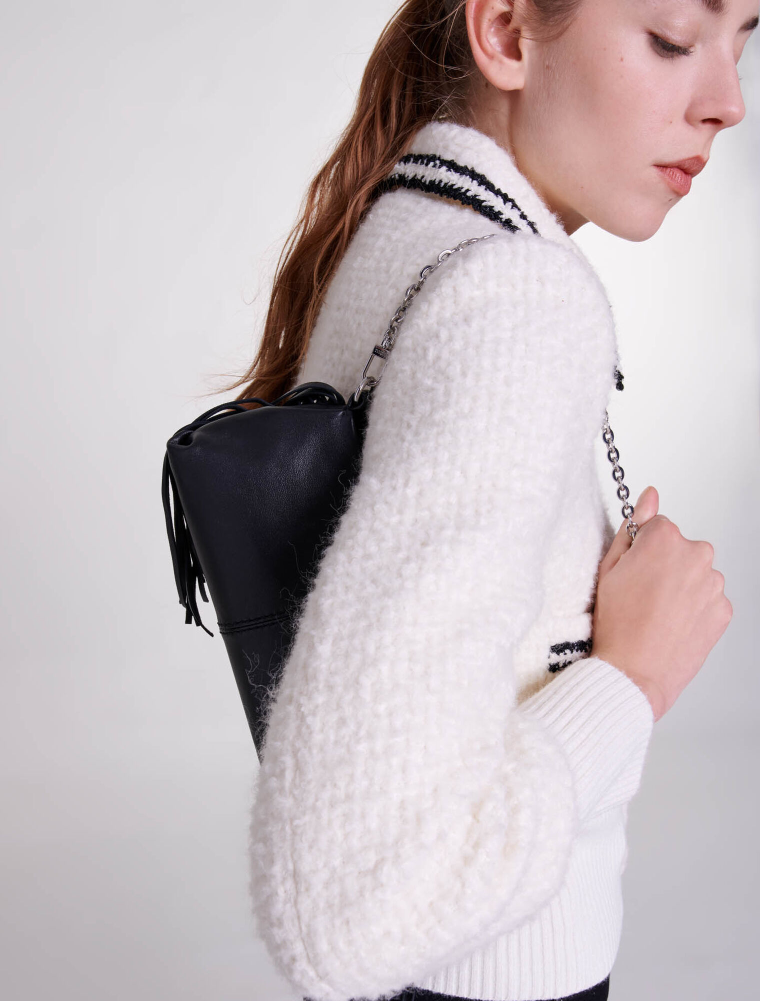 Giubbotto stile tweed contrastante